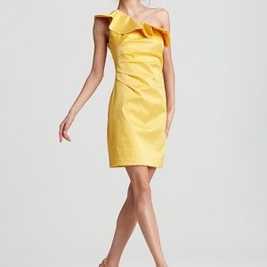 2xHP NWT Shelli Segal one shoulder dress yellow 6
